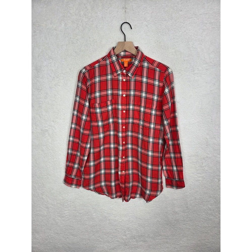 Joe Fresh Mens Red Plaid LS‎ Button Down Shirt M Pockets Casual Preppy Grunge